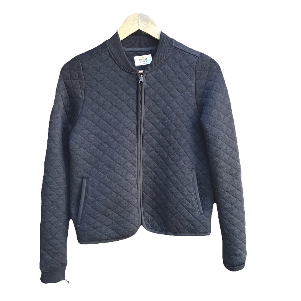 Marine Layer Women's XS Quilted Bomber Jacket Charcoal Gray Full Zip